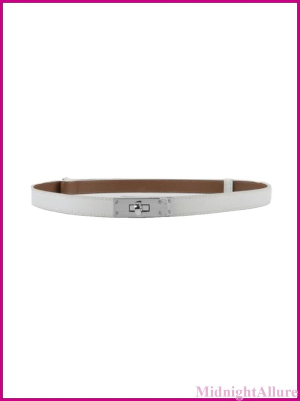 Women's Skinny Belt Solid Color Alloy Turn Lock Adjustable Waist 19.5-35.5 In